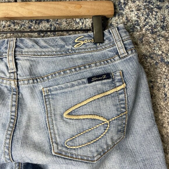 Seven7 Blue Skinny Jeans with Weathered Fading - Picture 8 of 10